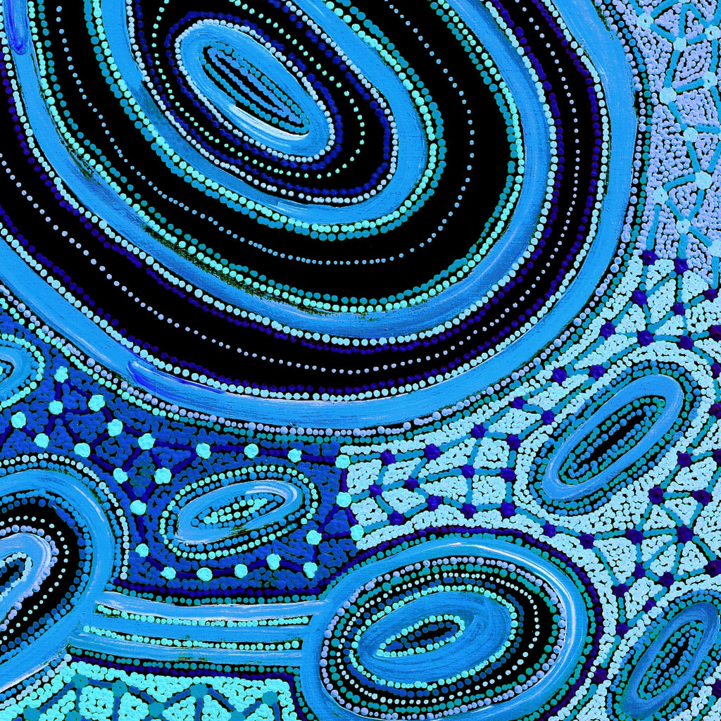 Aboriginal Art by Faye Nangala Hudson, Warlukurlangu Jukurrpa (Fire country Dreaming), 91x91cm - ART ARK®