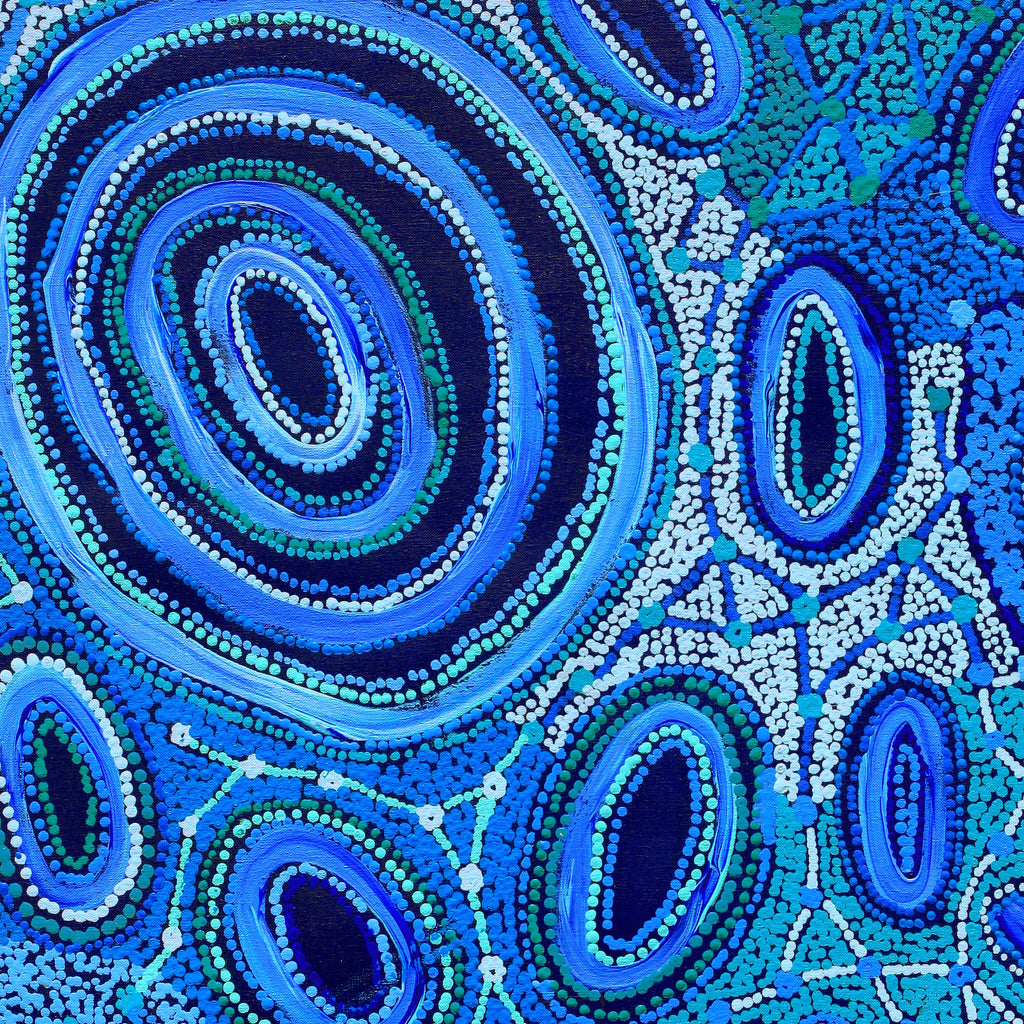 Aboriginal Artwork by Faye Nangala Hudson, Warlukurlangu Jukurrpa (Fire country Dreaming), 76x61cm