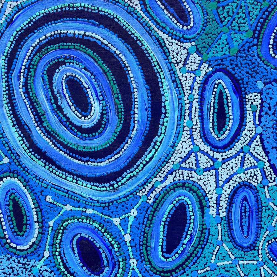 Aboriginal Artwork by Faye Nangala Hudson, Warlukurlangu Jukurrpa (Fire country Dreaming), 76x61cm