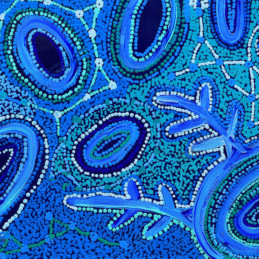 Aboriginal Artwork by Faye Nangala Hudson, Warlukurlangu Jukurrpa (Fire country Dreaming), 76x61cm