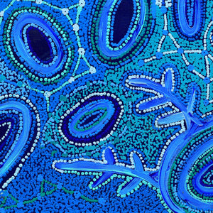 Aboriginal Artwork by Faye Nangala Hudson, Warlukurlangu Jukurrpa (Fire country Dreaming), 76x61cm - ART ARK®