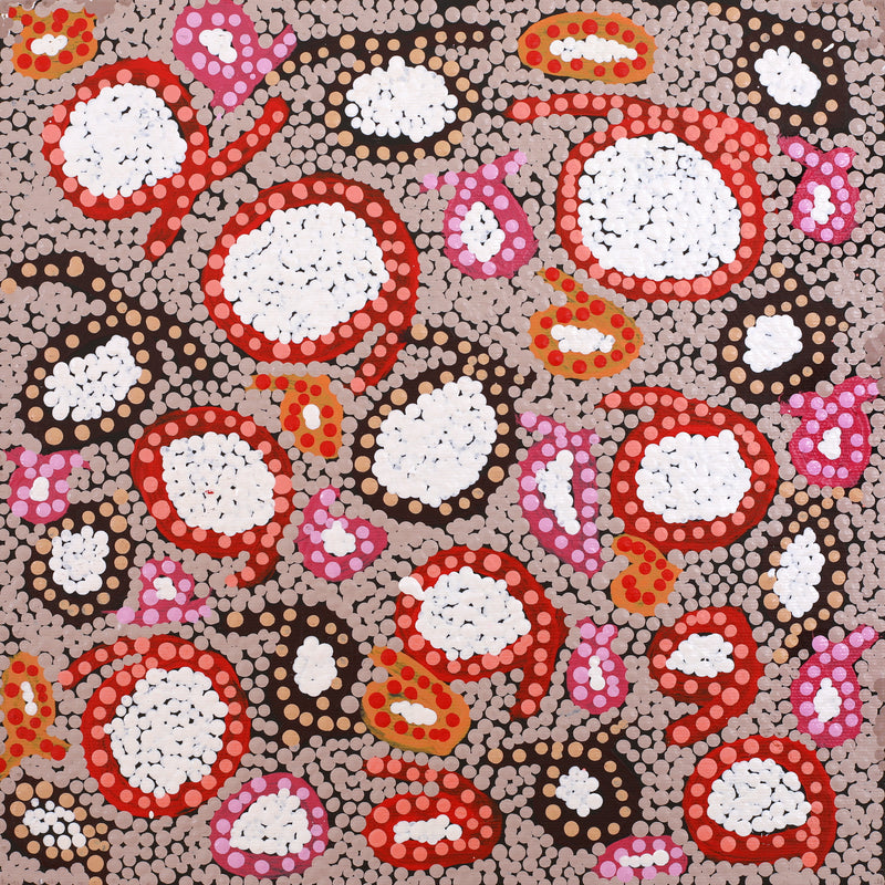 Aboriginal Artwork by Felicity Nampijinpa Robertson, Ngapa Jukurrpa (Water Dreaming) - Puyurru, 30x30cm