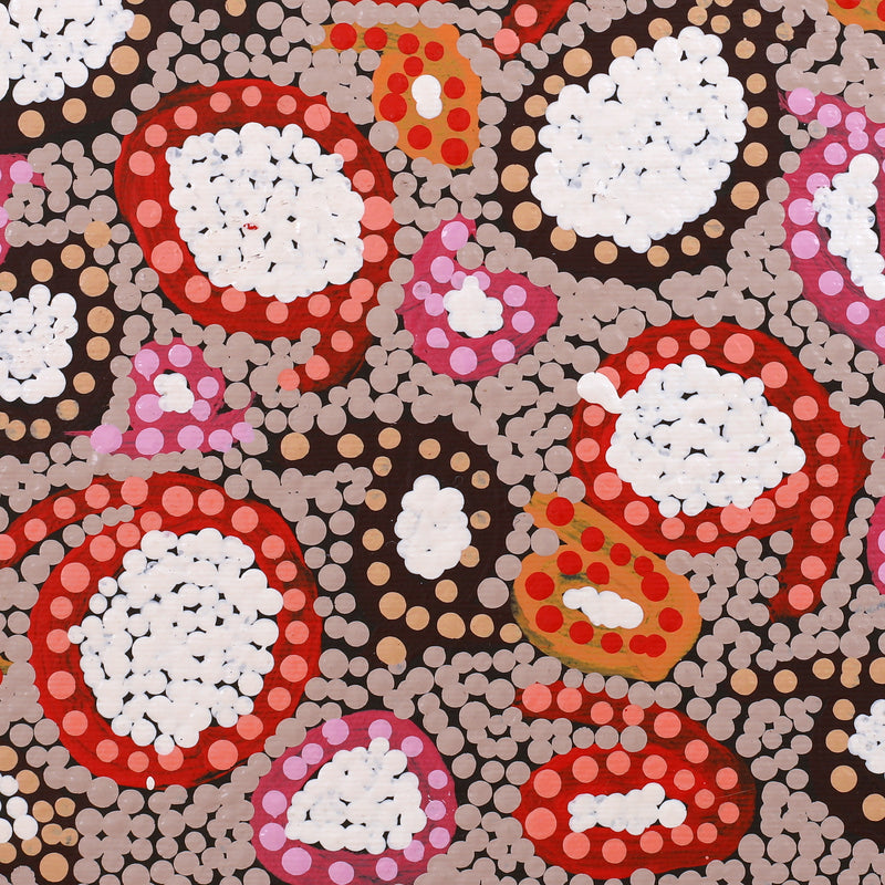 Aboriginal Artwork by Felicity Nampijinpa Robertson, Ngapa Jukurrpa (Water Dreaming) - Puyurru, 30x30cm