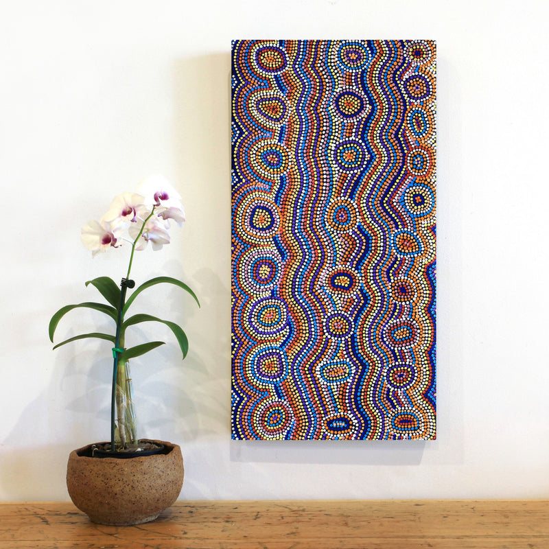 Aboriginal Artwork by Felicity Napangardi Gill, Lappi Lappi Dreaming, 61x30cm