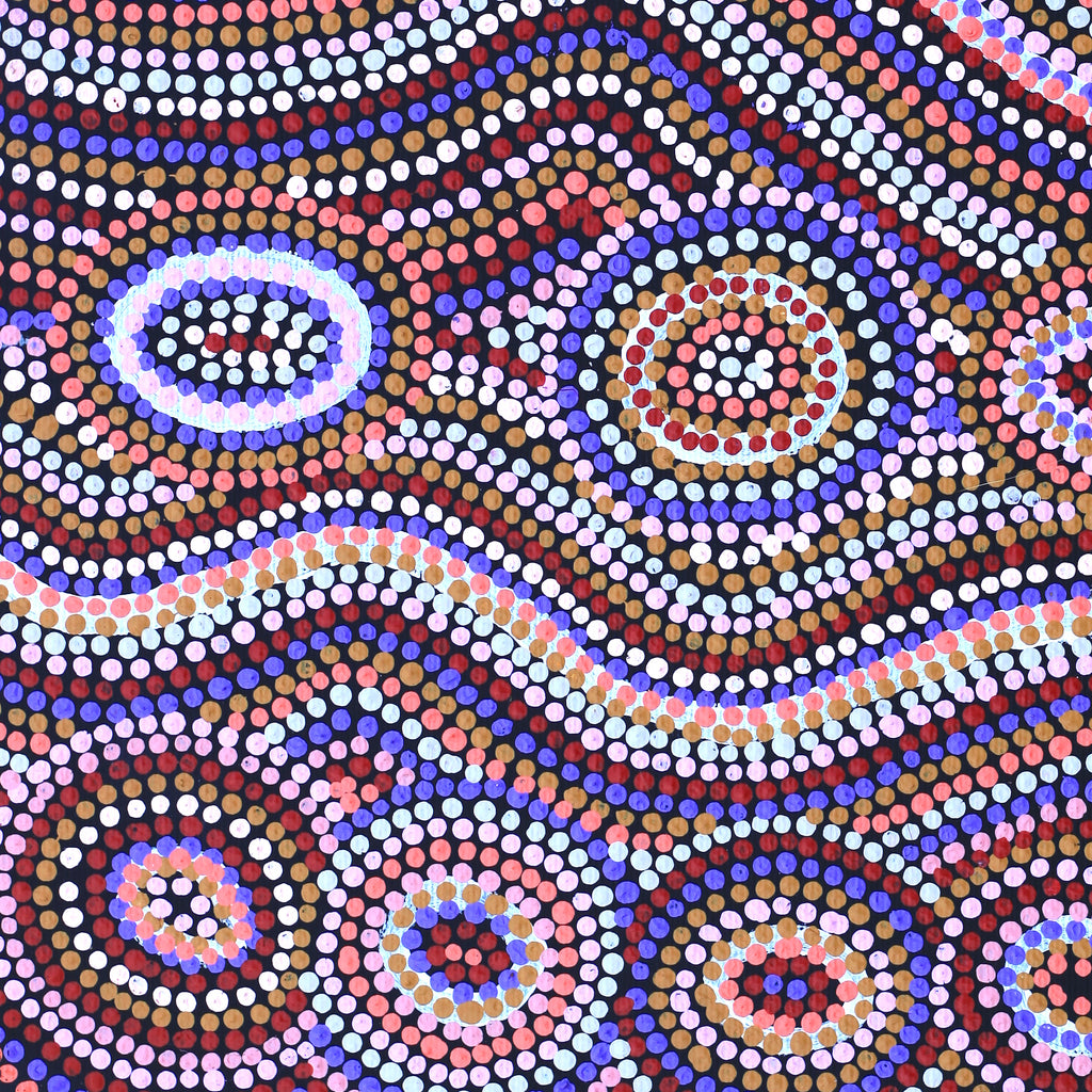 Aboriginal Artwork by Felicity Napangardi Michaels, Lappi Lappi Jukurrpa, 30x30cm