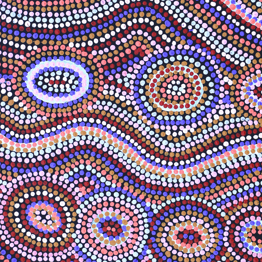 Aboriginal Artwork by Felicity Napangardi Michaels, Lappi Lappi Jukurrpa, 30x30cm
