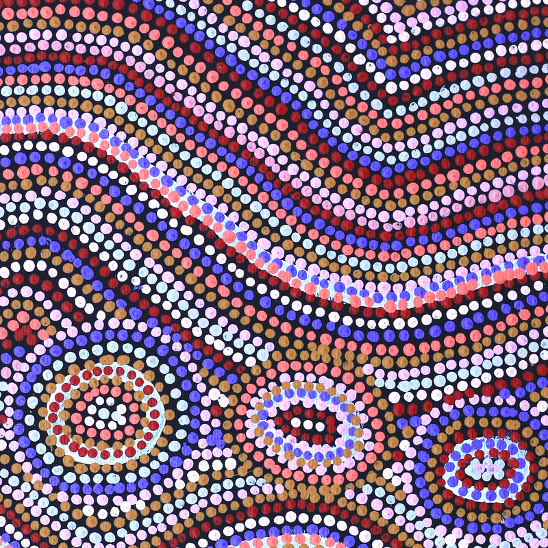 Aboriginal Artwork by Felicity Napangardi Michaels, Lappi Lappi Jukurrpa, 30x30cm