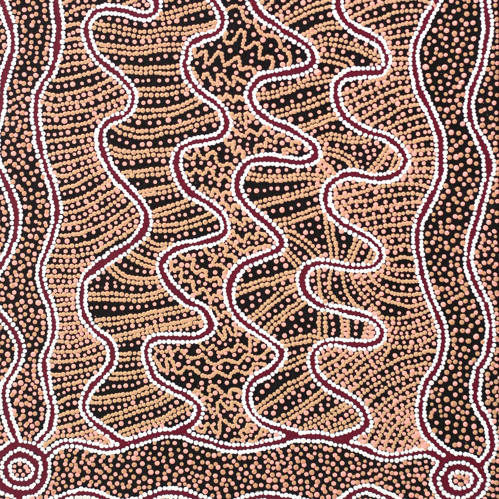 Aboriginal Artwork by Felicity Nampijinpa Robertson, Ngapa Jukurrpa (Water Dreaming) - Puyurru, 107x61cm