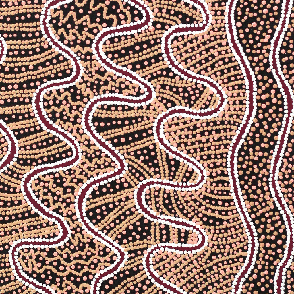 Aboriginal Artwork by Felicity Nampijinpa Robertson, Ngapa Jukurrpa (Water Dreaming) - Puyurru, 107x61cm