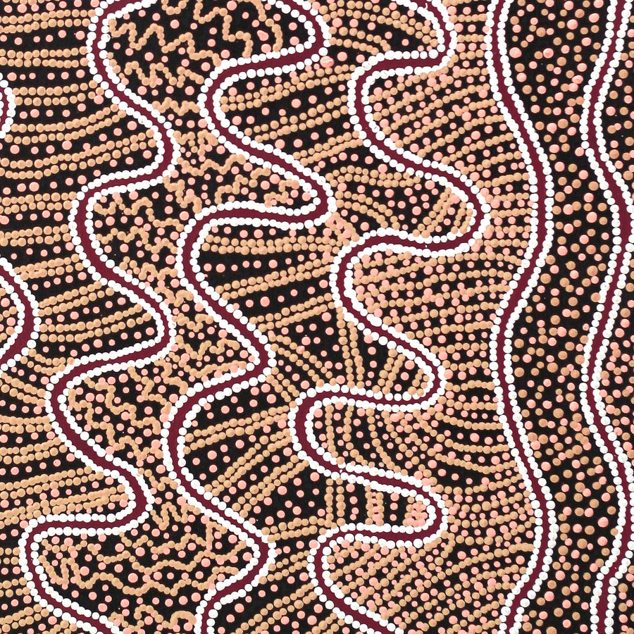 Aboriginal Artwork by Felicity Nampijinpa Robertson, Ngapa Jukurrpa (Water Dreaming) - Puyurru, 107x61cm