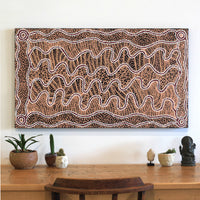 Aboriginal Artwork by Felicity Nampijinpa Robertson, Ngapa Jukurrpa (Water Dreaming) - Puyurru, 107x61cm