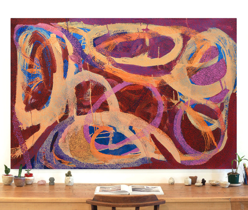 Aboriginal Artwork by Felicity Nampijinpa Robertson, Ngapa Jukurrpa (Water Dreaming) - Puyurru, 182x122cm