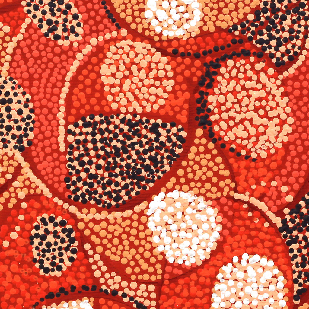 Aboriginal Artwork by Felicity Nampijinpa Robertson, Ngapa Jukurrpa (Water Dreaming) - Puyurru, 30x30cm