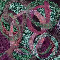 Aboriginal Artwork by Felicity Nampijinpa Robertson, Ngapa Jukurrpa (Water Dreaming) - Puyurru, 46x46cm