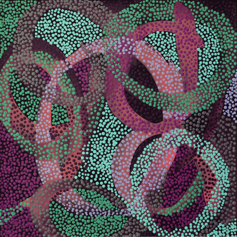 Aboriginal Artwork by Felicity Nampijinpa Robertson, Ngapa Jukurrpa (Water Dreaming) - Puyurru, 46x46cm