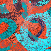 Aboriginal Artwork by Felicity Nampijinpa Robertson, Ngapa Jukurrpa (Water Dreaming) - Puyurru, 46x46cm