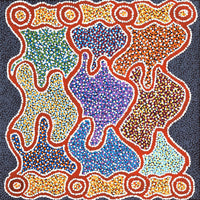 Aboriginal Art by Felicity Nampijinpa Robertson, Ngapa Jukurrpa (Water Dreaming) - Puyurru, 46x46cm - ART ARK®