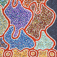 Aboriginal Artwork by Felicity Nampijinpa Robertson, Ngapa Jukurrpa (Water Dreaming) - Puyurru, 46x46cm