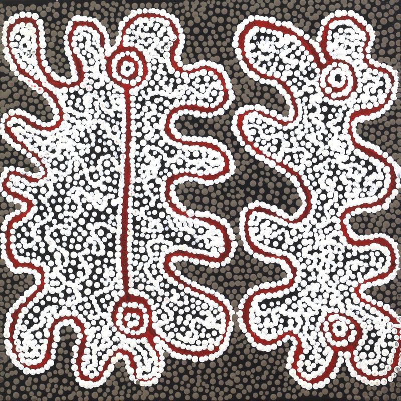 Aboriginal Artwork by Felicity Nampijinpa Robertson, Ngapa Jukurrpa (Water Dreaming) - Puyurru, 30x30cm