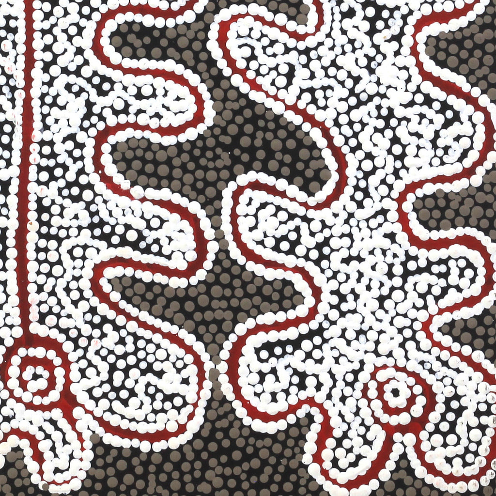 Aboriginal Artwork by Felicity Nampijinpa Robertson, Ngapa Jukurrpa (Water Dreaming) - Puyurru, 30x30cm