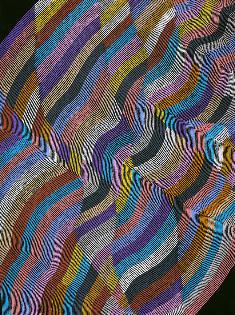 Aboriginal Artwork by Flora Nakamarra Brown, Mina Mina Jukurrpa, 122x91cm