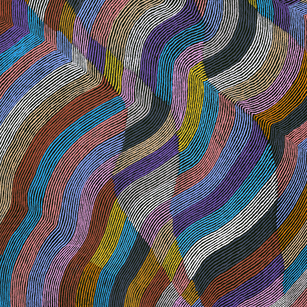 Aboriginal Artwork by Flora Nakamarra Brown, Mina Mina Jukurrpa, 122x91cm