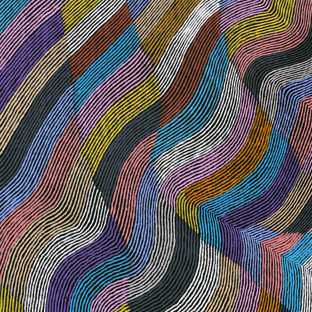 Aboriginal Artwork by Flora Nakamarra Brown, Mina Mina Jukurrpa, 122x91cm