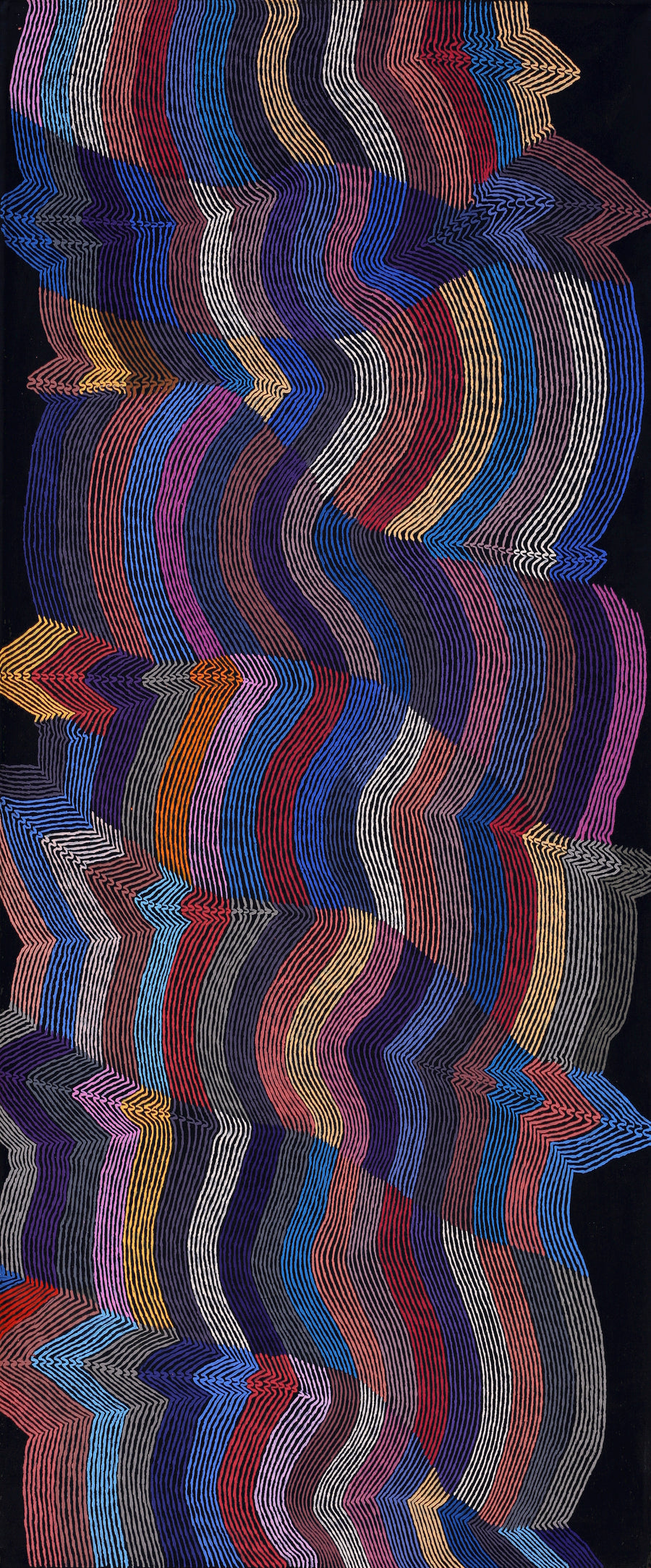 Aboriginal Artwork by Flora Nakamarra Brown, Mina Mina Jukurrpa, 183x76cm