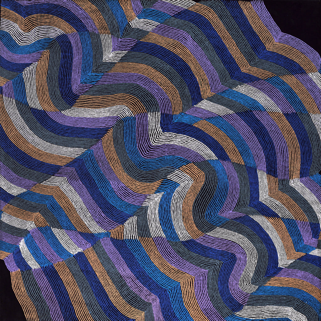 Aboriginal Artwork by Flora Nakamarra Brown, Mina Mina Jukurrpa, 122x122cm