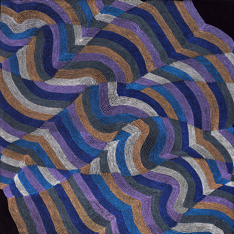 Aboriginal Artwork by Flora Nakamarra Brown, Mina Mina Jukurrpa, 122x122cm