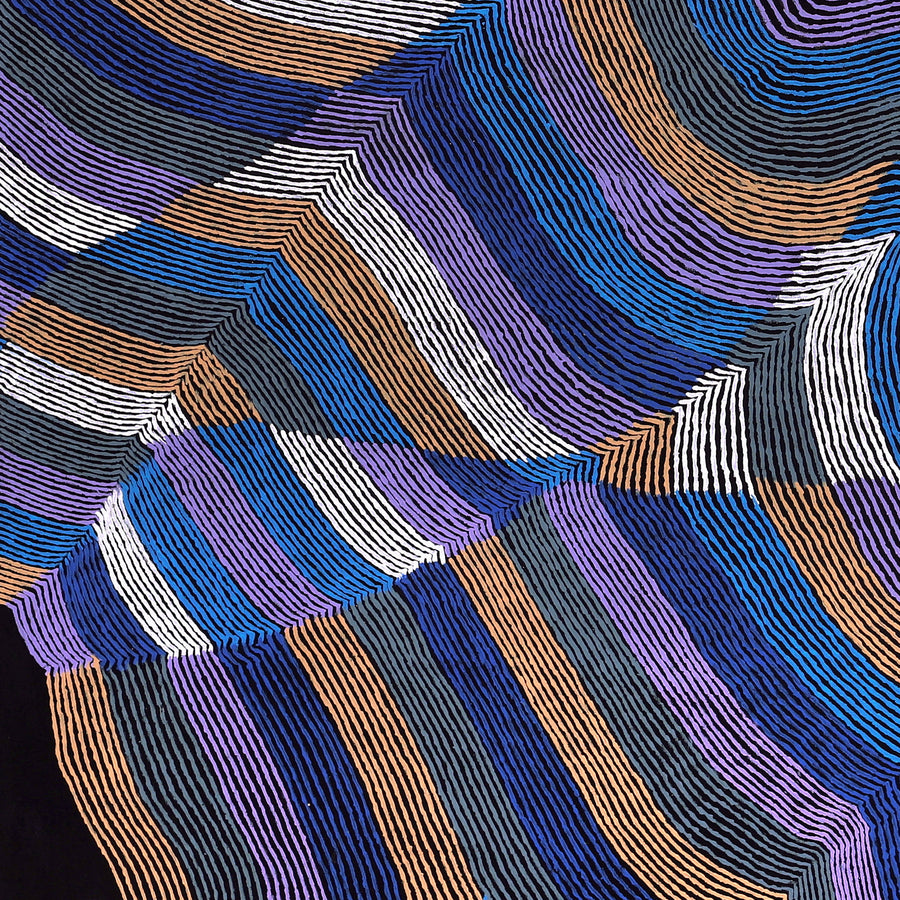 Aboriginal Artwork by Flora Nakamarra Brown, Mina Mina Jukurrpa, 122x122cm