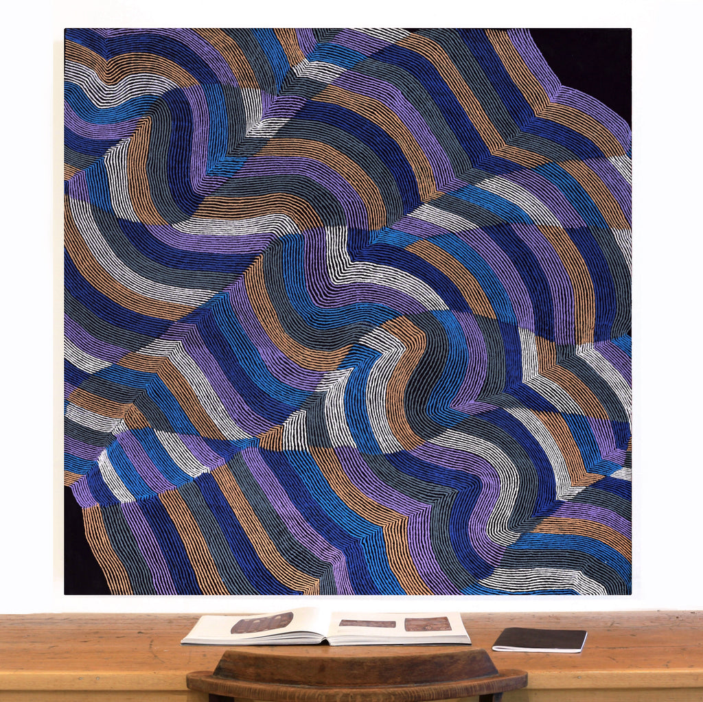 Aboriginal Artwork by Flora Nakamarra Brown, Mina Mina Jukurrpa, 122x122cm