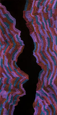Aboriginal Artwork by Flora Nakamarra Brown, Mina Mina Jukurrpa - Ngalyipi, 122x61cm