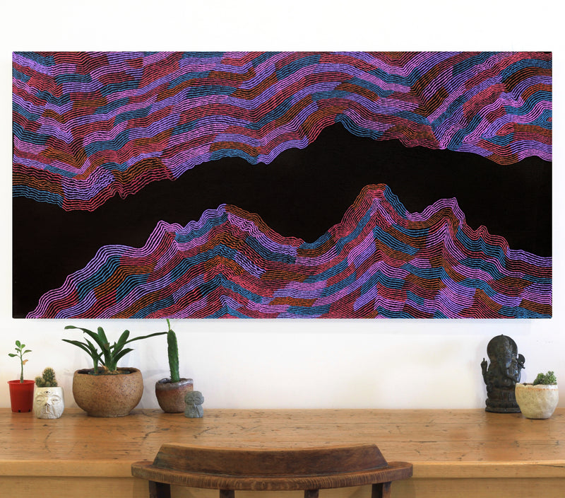 Aboriginal Artwork by Flora Nakamarra Brown, Mina Mina Jukurrpa - Ngalyipi, 122x61cm