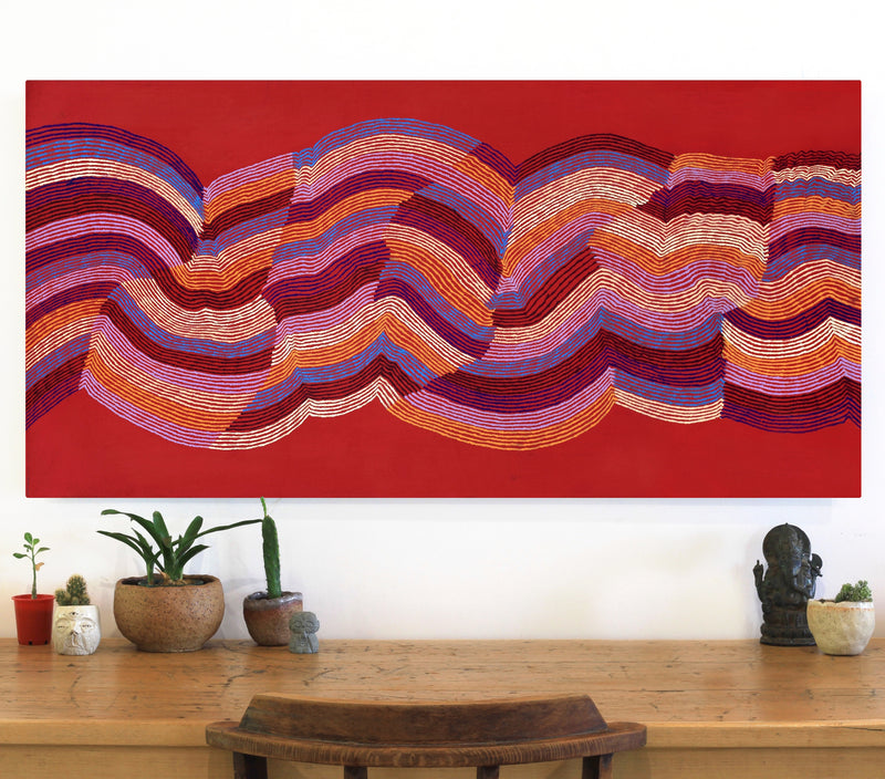 Aboriginal Artwork by Flora Nakamarra Brown, Mina Mina Jukurrpa - Ngalyipi, 122x61cm