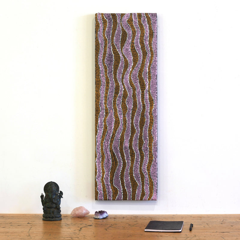 Aboriginal Artwork by Flora Nakamarra Brown, Mina Mina Jukurrpa - Ngalyipi, 91x30cm