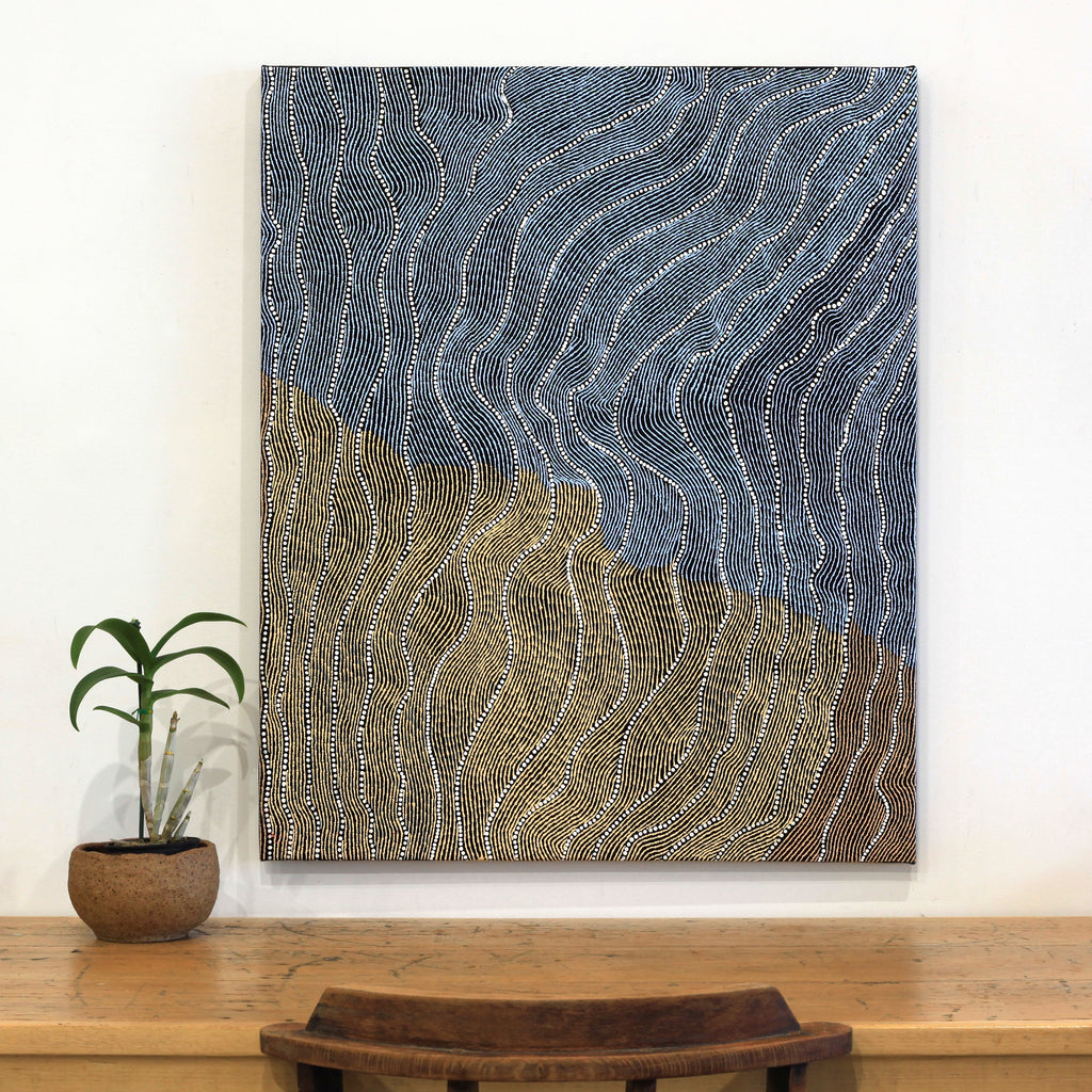 Aboriginal Artwork by Flora Nakamarra Brown, Mina Mina Jukurrpa - Ngalyipi, 91x76cm