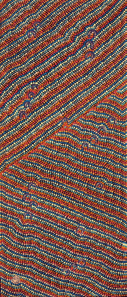 Aboriginal Artwork by Florence Nungarrayi Tex, Lappi Lappi Jukurrpa, 107x46cm