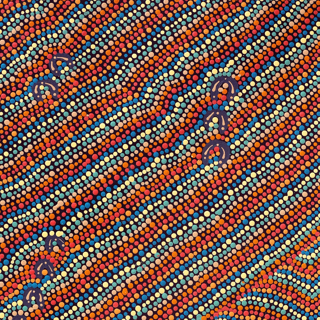 Aboriginal Artwork by Florence Nungarrayi Tex, Lappi Lappi Jukurrpa, 107x46cm