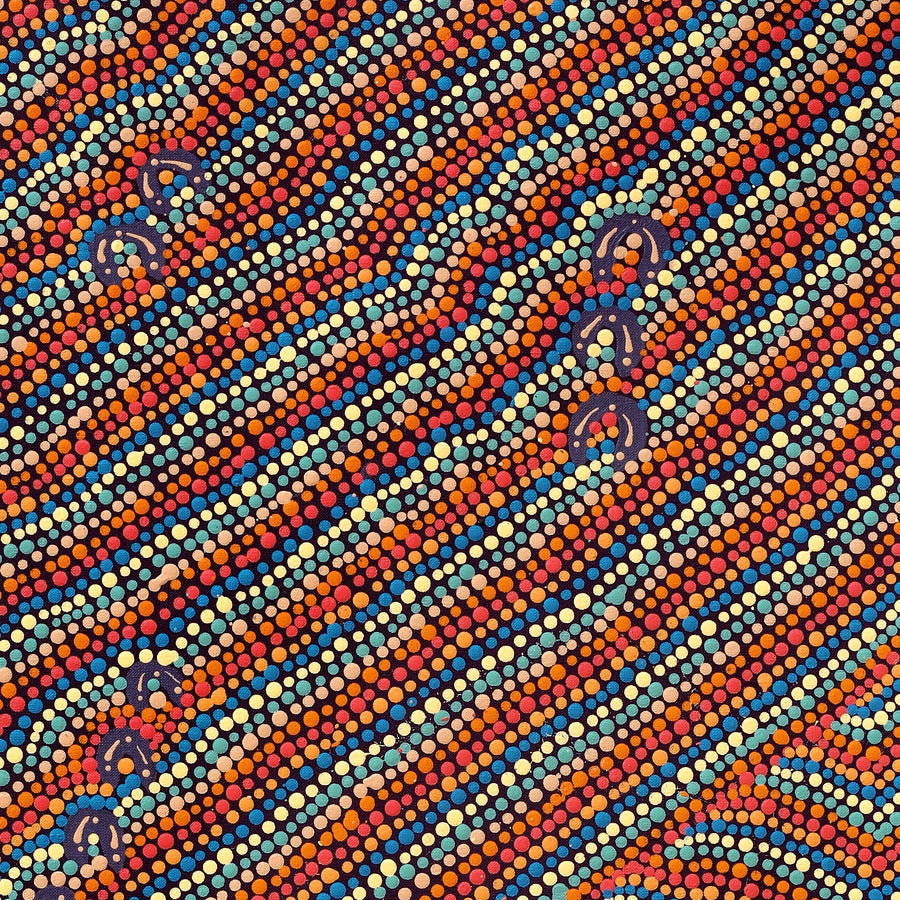 Aboriginal Artwork by Florence Nungarrayi Tex, Lappi Lappi Jukurrpa, 107x46cm