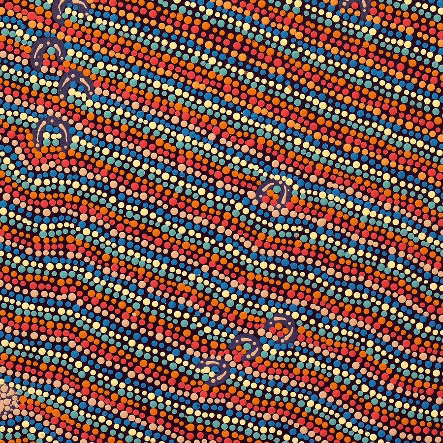 Aboriginal Artwork by Florence Nungarrayi Tex, Lappi Lappi Jukurrpa, 107x46cm