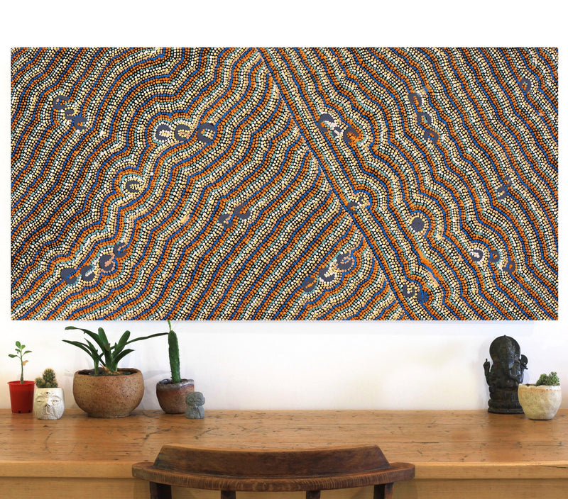 Aboriginal Artwork by Florence Nungarrayi Tex, Lappi Lappi Jukurrpa, 122x61cm