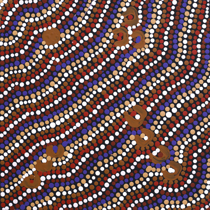 Aboriginal Artwork by Florence Nungarrayi Tex, Lappi Lappi Jukurrpa, 30x30cm