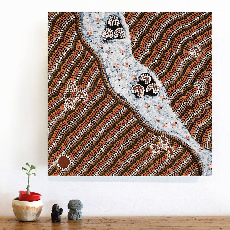 Aboriginal Artwork by Florence Nungarrayi Tex, Lappi Lappi Jukurrpa, 46x46cm