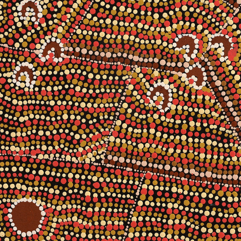 Aboriginal Artwork by Florence Nungarrayi Tex, Lappi Lappi Jukurrpa, 46x46cm