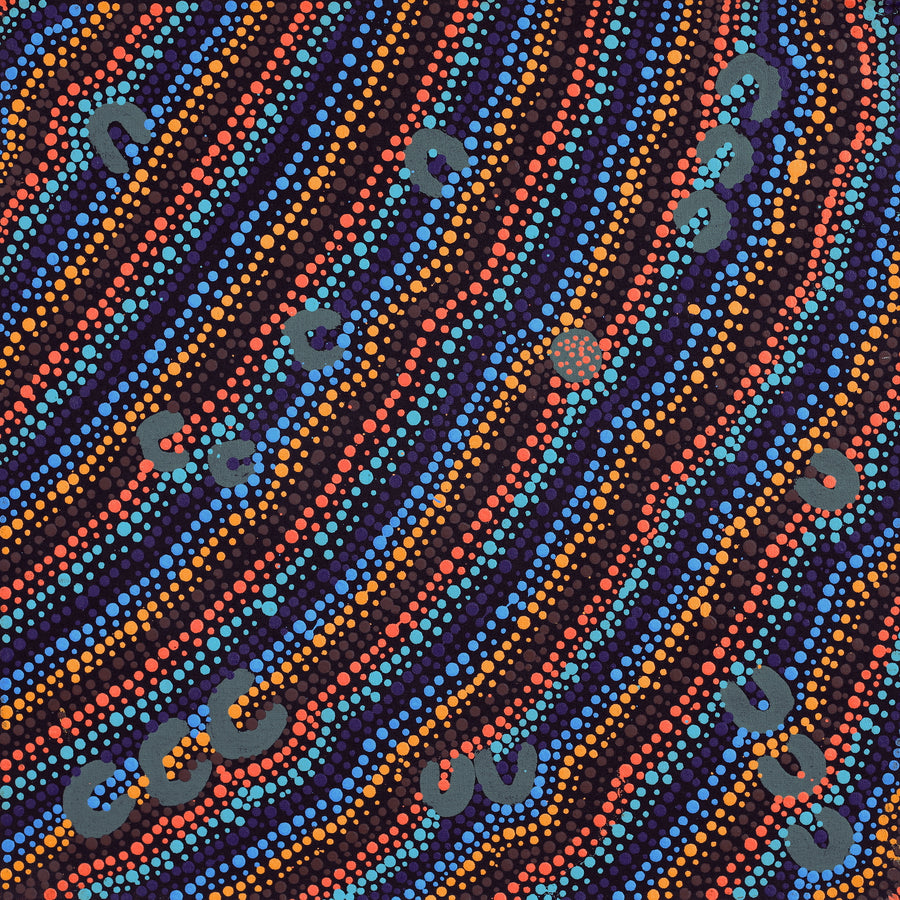 Aboriginal Artwork by Florence Nungarrayi Tex, Lappi Lappi Jukurrpa, 46x46cm