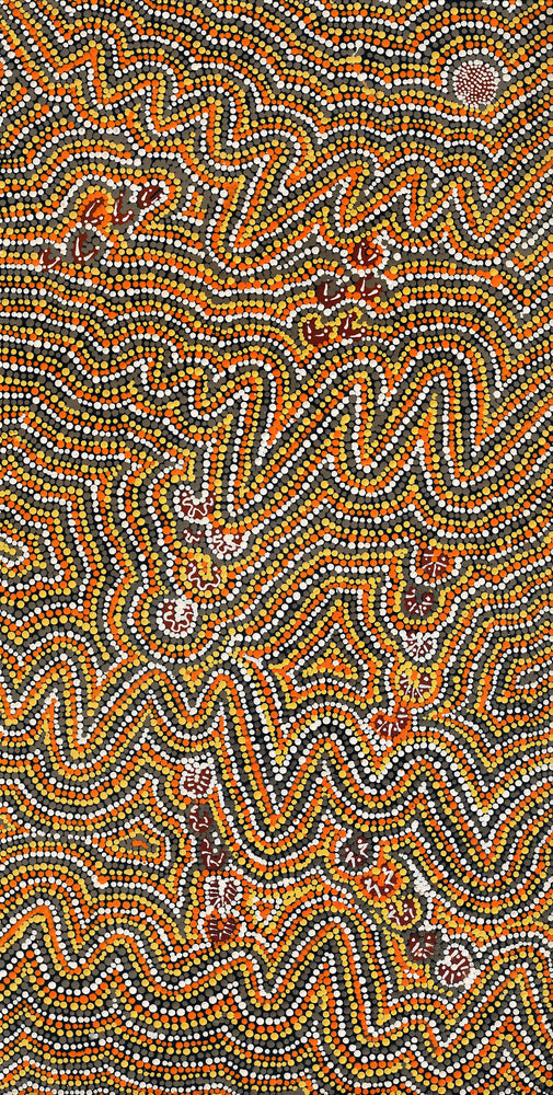 Aboriginal Artwork by Florence Nungarrayi Tex, Lappi Lappi Jukurrpa, 91x46cm