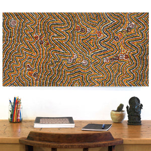 Aboriginal Artwork by Florence Nungarrayi Tex, Lappi Lappi Jukurrpa, 91x46cm - ART ARK®