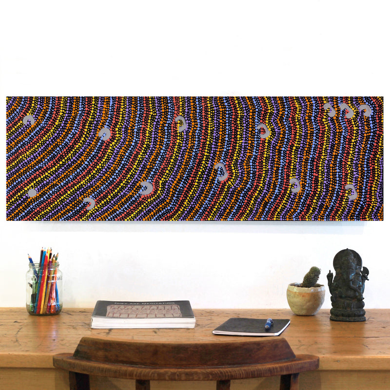 Aboriginal Art by Florence Nungarrayi Tex, Lappi Lappi Jukurrpa, 91x30cm - ART ARK®