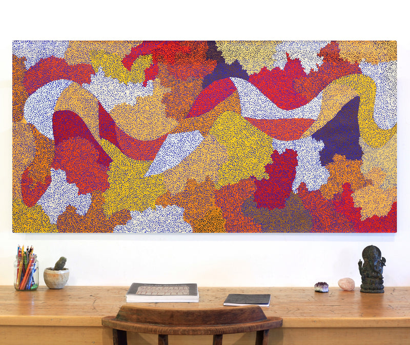 Aboriginal Artwork by Francis Marshall, Wanampi Tjukurrpa (Snake Dreaming), 152x76cm